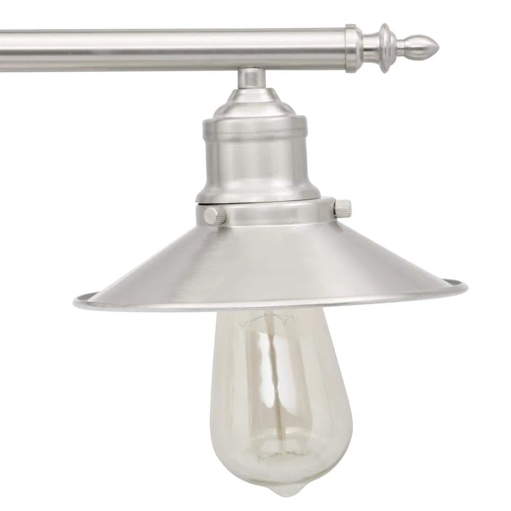 Glenhurst 25 in. 3-Light Brushed Nickel Farmhouse Bathroom Vanity Light Fixture with Metal Shades by Home Decorators Collection 5 Glenhurst 25 in. 3-Light Brushed Nickel Farmhouse Bathroom Vanity Light Fixture with Metal Shades by Home Decorators Collection - Image 3