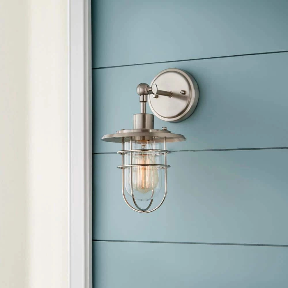 1-Light Brushed Nickel Wall Sconce by Home Decorators Collection 4 1-Light Brushed Nickel Wall Sconce by Home Decorators Collection - Image 2