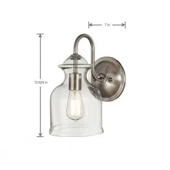 Garridan 1-Light Brushed Nickel Wall Sconce with Clear Glass Shade by Home Decorators Collection -Outlet Home Decorators Collection Store brushed nickel home decorators collection wall sconces 7943hdcdi 44 1000
