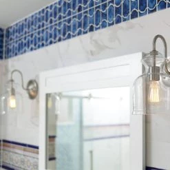 Garridan 1-Light Brushed Nickel Wall Sconce with Clear Glass Shade by Home Decorators Collection -Outlet Home Decorators Collection Store brushed nickel home decorators collection wall sconces 7943hdcdi 4f 1000