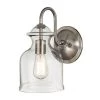 Garridan 1-Light Brushed Nickel Wall Sconce with Clear Glass Shade by Home Decorators Collection