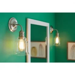 5.1 in. 1-Light Brushed Nickel Wall Sconce with Clear Glass by Home Decorators Collection -Outlet Home Decorators Collection Store brushed nickel home decorators collection wall sconces 7951hdcbn 1f 1000