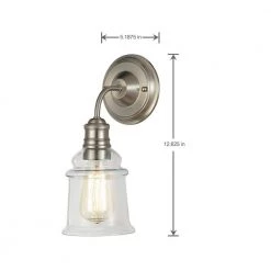 5.1 in. 1-Light Brushed Nickel Wall Sconce with Clear Glass by Home Decorators Collection -Outlet Home Decorators Collection Store brushed nickel home decorators collection wall sconces 7951hdcbn 44 1000