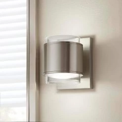 Upton Brushed Nickel LED Sconce by Home Decorators Collection -Outlet Home Decorators Collection Store brushed nickel home decorators collection wall sconces jjm3482l 44 1000