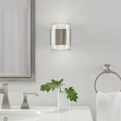 Upton Brushed Nickel LED Sconce by Home Decorators Collection -Outlet Home Decorators Collection Store brushed nickel home decorators collection wall sconces jjm3482l c3 1000