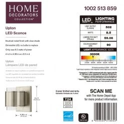 Upton Brushed Nickel LED Sconce by Home Decorators Collection -Outlet Home Decorators Collection Store brushed nickel home decorators collection wall sconces jjm3482l d4 1000