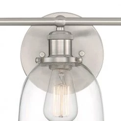 Evelyn 26.75 in. 3-Light Brushed Nickel Modern Industrial Bathroom Vanity Light with Clear Glass Shades by Home Decorators Collection -Outlet Home Decorators Collection Store brushed nickel with clear glass home decorators collection vanity lighting hb2586 35 4f 1000