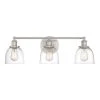 Evelyn 26.75 in. 3-Light Brushed Nickel Modern Industrial Bathroom Vanity Light with Clear Glass Shades by Home Decorators Collection