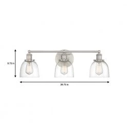 Evelyn 26.75 in. 3-Light Brushed Nickel Modern Industrial Bathroom Vanity Light with Clear Glass Shades by Home Decorators Collection -Outlet Home Decorators Collection Store brushed nickel with clear glass home decorators collection vanity lighting hb2586 35 a0 1000