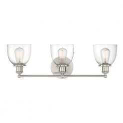 Evelyn 26.75 in. 3-Light Brushed Nickel Modern Industrial Bathroom Vanity Light with Clear Glass Shades by Home Decorators Collection -Outlet Home Decorators Collection Store brushed nickel with clear glass home decorators collection vanity lighting hb2586 35 c3 1000