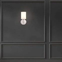 Ayelen 1-Light Brushed Nickel Indoor Wall Sconce, Modern Wall Light by Home Decorators Collection -Outlet Home Decorators Collection Store brushed nickel with clear glass home decorators collection wall sconces 39342 hbu 4f 1000