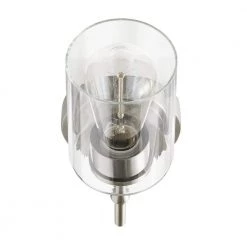 Ayelen 1-Light Brushed Nickel Indoor Wall Sconce, Modern Wall Light by Home Decorators Collection -Outlet Home Decorators Collection Store brushed nickel with clear glass home decorators collection wall sconces 39342 hbu 66 1000