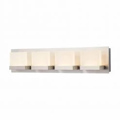 Alberson Collection 4-Light Brushed Nickel LED Vanity Light with Frosted Acrylic Shade by Home Decorators Collection