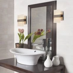 Alberson 5 in. Brushed Nickel 2-Light LED Sconce by Home Decorators Collection -Outlet Home Decorators Collection Store brushed nickel with frosted glass home decorators collection wall sconces 28616 hbur 1d 1000