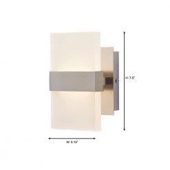 Alberson 5 in. Brushed Nickel 2-Light LED Sconce by Home Decorators Collection -Outlet Home Decorators Collection Store brushed nickel with frosted glass home decorators collection wall sconces 28616 hbur 40 1000