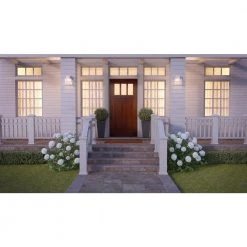 Essex 9.4 in. Brushed Nickel LED Outdoor Wall Lamp with Clear Glass Shade by Home Decorators Collection -Outlet Home Decorators Collection Store brushed nickle home decorators collection outdoor sconces hb7054a 35 40 1000