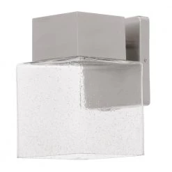 Essex 9.4 in. Brushed Nickel LED Outdoor Wall Lamp with Clear Glass Shade by Home Decorators Collection -Outlet Home Decorators Collection Store brushed nickle home decorators collection outdoor sconces hb7054a 35 66 1000