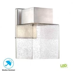 Essex 9.4 in. Brushed Nickel LED Outdoor Wall Lamp with Clear Glass Shade by Home Decorators Collection -Outlet Home Decorators Collection Store brushed nickle home decorators collection outdoor sconces hb7054a 35 c3 1000