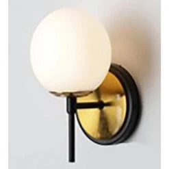 1-Light Burnished Brass and Matte Black LED Sconce with Opal Glass Shade by Home Decorators Collection -Outlet Home Decorators Collection Store burnished brass and matte black home decorators collection wall sconces hd 1878bb 76 1000
