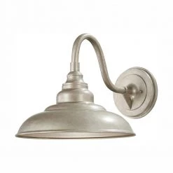 1-Light Champagne Silver Outdoor Wall Mount Barn Lantern Sconce by Home Decorators Collection