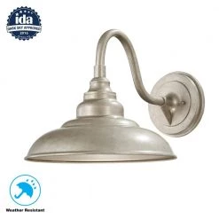 1-Light Champagne Silver Outdoor Wall Mount Barn Lantern Sconce by Home Decorators Collection -Outlet Home Decorators Collection Store champagne silver home decorators collection outdoor sconces 22999 66 1000