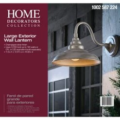 1-Light Champagne Silver Outdoor Wall Mount Barn Lantern Sconce by Home Decorators Collection -Outlet Home Decorators Collection Store champagne silver home decorators collection outdoor sconces 22999 77 1000