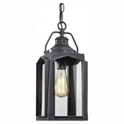 1-Light Charred Iron Medium Outdoor Hanging Pendant by Home Decorators Collection
