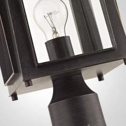 1-Light Charred Iron Outdoor Post Mount Lantern by Home Decorators Collection -Outlet Home Decorators Collection Store charred iron home decorators collection post light sets hd 1512 1d 1000