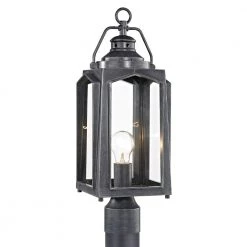 1-Light Charred Iron Outdoor Post Mount Lantern by Home Decorators Collection -Outlet Home Decorators Collection Store charred iron home decorators collection post light sets hd 1512 a0 1000