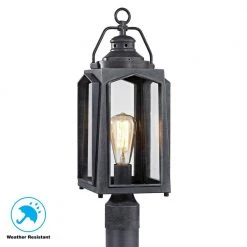 1-Light Charred Iron Outdoor Post Mount Lantern by Home Decorators Collection -Outlet Home Decorators Collection Store charred iron home decorators collection post light sets hd 1512 c3 1000