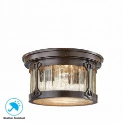 Lamont 12 in. Chestnut 2-Light Outdoor Ceiling Flush Mount Lamp with Crackle Glass Shade by Home Decorators Collection -Outlet Home Decorators Collection Store chesnut home decorators collection outdoor flush mount lights hb7086 260 1d 1000