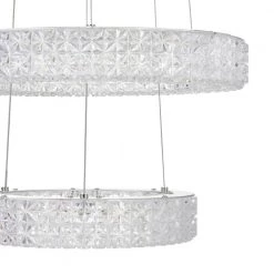 Wesley Park 150-Watt Integrated LED Chrome Pendant Hanging Light with Clear Round Acrylic Ring Shades by Home Decorators Collection -Outlet Home Decorators Collection Store chrome home decorators collection chandeliers 21222 1d 1000