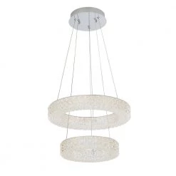 Wesley Park 150-Watt Integrated LED Chrome Pendant Hanging Light with Clear Round Acrylic Ring Shades by Home Decorators Collection