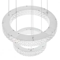 Wesley Park 150-Watt Integrated LED Chrome Pendant Hanging Light with Clear Round Acrylic Ring Shades by Home Decorators Collection -Outlet Home Decorators Collection Store chrome home decorators collection chandeliers 21222 66 1000