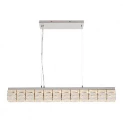 Keighley 36 in. Integrated LED Chrome Modern Linear Chandelier for Dining Room or Kitchen Island with Crystal Shade by Home Decorators Collection