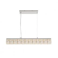 Keighley 36 in. Integrated LED Chrome Modern Linear Chandelier for Dining Room or Kitchen Island with Crystal Shade by Home Decorators Collection -Outlet Home Decorators Collection Store chrome home decorators collection chandeliers 7151 ndm 66 1000