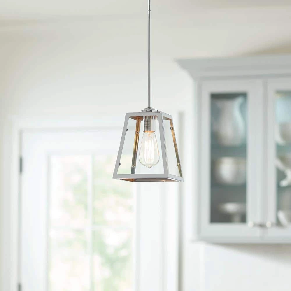 Knightley 1-Light Chrome and Glass Mini Pendant by Home Decorators Collection 4 Knightley 1-Light Chrome and Glass Mini Pendant by Home Decorators Collection - Image 2
