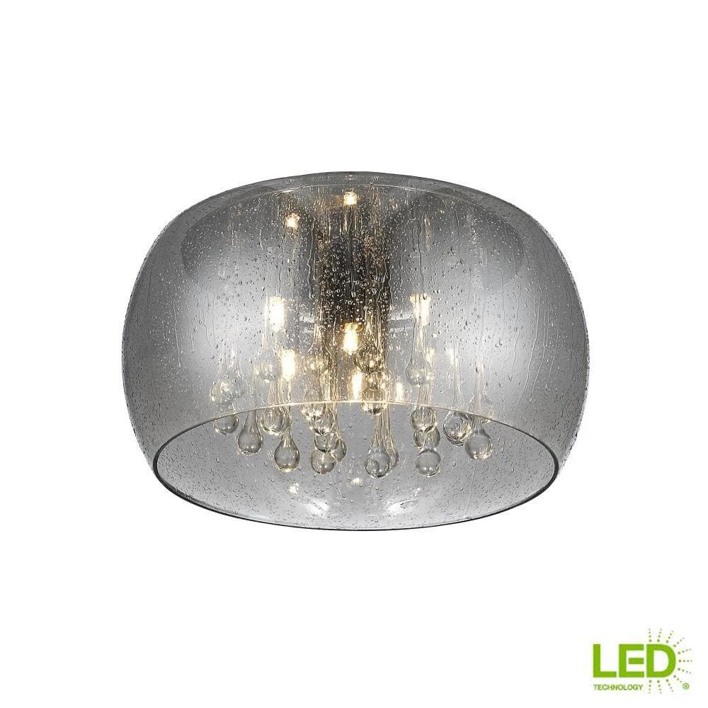 5-Light Chrome Glass Integrated LED Flush Mount with Clear Glass Beads by Home Decorators Collection 6 5-Light Chrome Glass Integrated LED Flush Mount with Clear Glass Beads by Home Decorators Collection - Image 4
