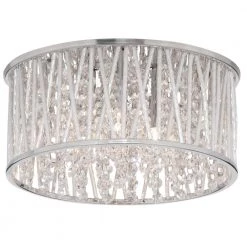 Saynsberry 11.5 in. 3-Light Polished Chrome and Crystal Drum Shape Flush Mount Bedroom Ceiling Light Fixture by Home Decorators Collection -Outlet Home Decorators Collection Store chrome home decorators collection flush mount lights 4411 ndm 1d 1000