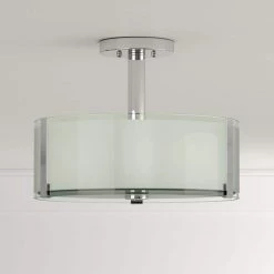 Bourland 14 in. 3-Light Polished Chrome Semi-Flush Mount Kitchen Ceiling Light with Glass Drum Shade by Home Decorators Collection 9 Bourland 14 in. 3-Light Polished Chrome Semi-Flush Mount Kitchen Ceiling Light with Glass Drum Shade by Home Decorators Collection -Outlet Home Decorators Collection Store chrome home decorators collection flush mount lights cp0902 40 1000