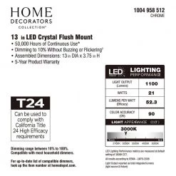 Crystal 13 in. Chrome LED Flush Mount by Home Decorators Collection -Outlet Home Decorators Collection Store chrome home decorators collection flush mount lights jju3011l 9 cr 76 1000