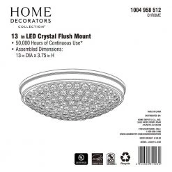 Crystal 13 in. Chrome LED Flush Mount by Home Decorators Collection -Outlet Home Decorators Collection Store chrome home decorators collection flush mount lights jju3011l 9 cr fa 1000