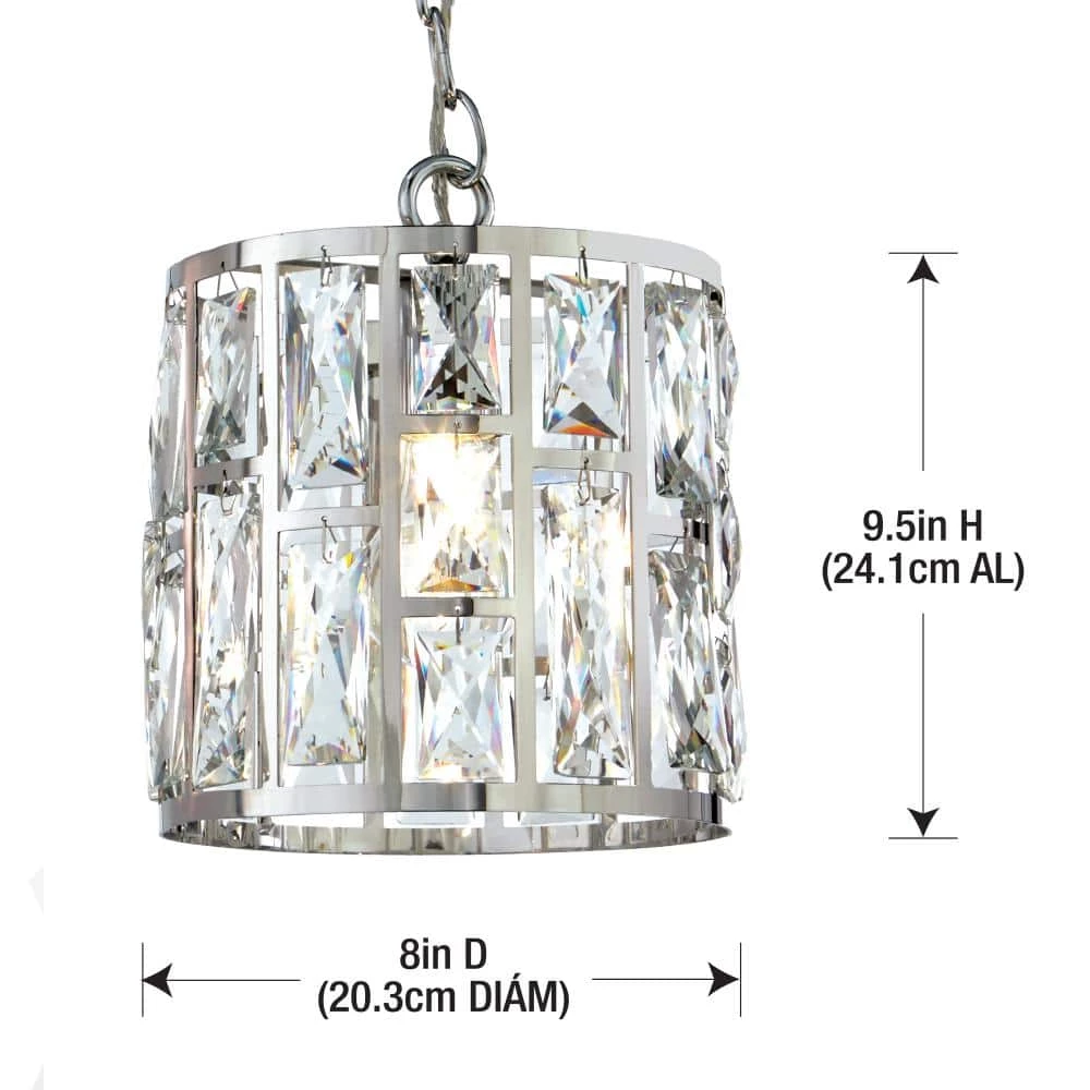 Kristella 1-Light Crystal and Chrome Pendant by Home Decorators Collection 10 Kristella 1-Light Crystal and Chrome Pendant by Home Decorators Collection - Image 8