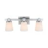 3-Light Chrome Bath Vanity Light with Bell Shaped Etched White Glass by Home Decorators Collection