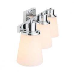 3-Light Chrome Bath Vanity Light with Bell Shaped Etched White Glass by Home Decorators Collection -Outlet Home Decorators Collection Store chrome home decorators collection vanity lighting 15343 76 1000