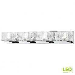 Tulianne 75-Watt Equivalent 4-Light Chrome LED Vanity Light with Clear Cube Glass by Home Decorators Collection -Outlet Home Decorators Collection Store chrome home decorators collection vanity lighting 22844 31 1000