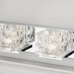 Tulianne 75-Watt Equivalent 4-Light Chrome LED Vanity Light with Clear Cube Glass by Home Decorators Collection -Outlet Home Decorators Collection Store chrome home decorators collection vanity lighting 22844 66 1000