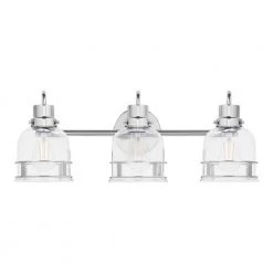 Willow Springs 23.5 in. 3-Light Chrome Bathroom Vanity Light with Clear Glass Shade by Home Decorators Collection