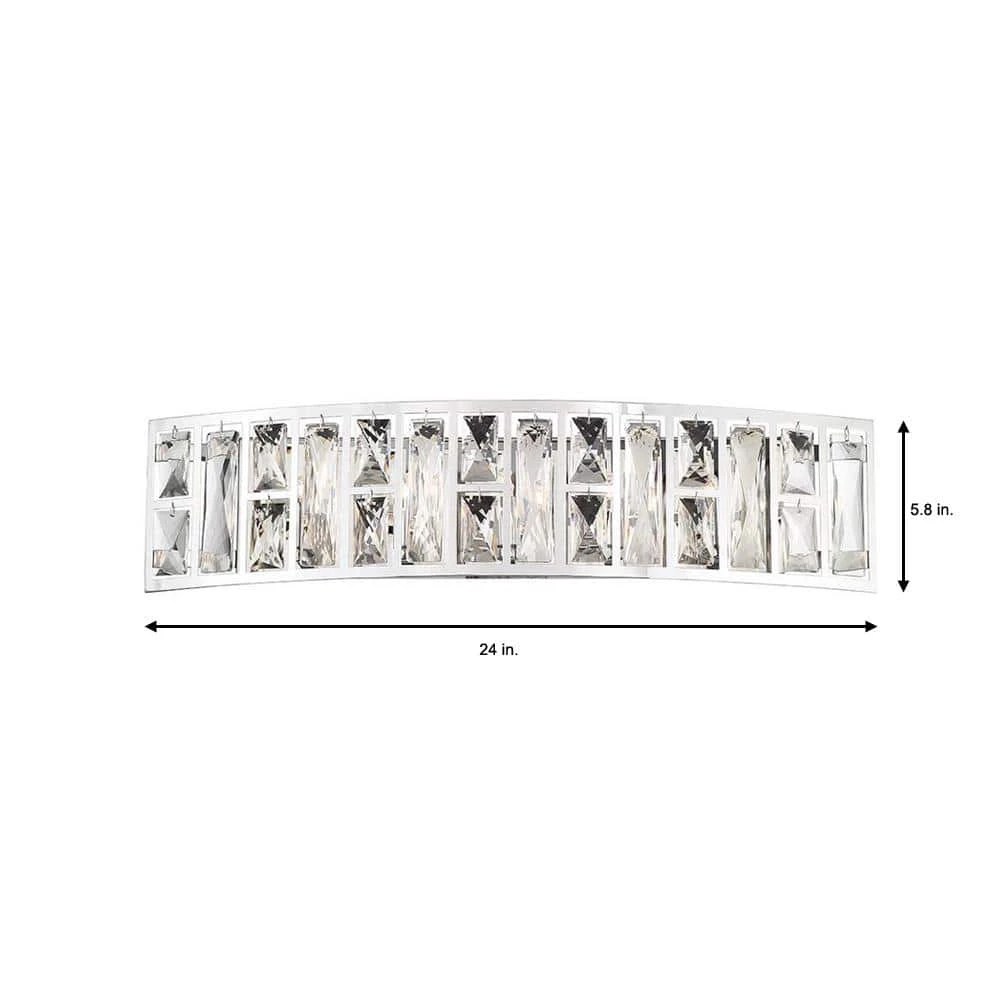 Kristella 24 in. 5-Light Chrome Vanity Light with Clear Crystal Shade by Home Decorators Collection 5 Kristella 24 in. 5-Light Chrome Vanity Light with Clear Crystal Shade by Home Decorators Collection - Image 3