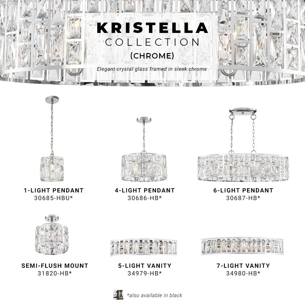 Kristella 24 in. 5-Light Chrome Vanity Light with Clear Crystal Shade by Home Decorators Collection 6 Kristella 24 in. 5-Light Chrome Vanity Light with Clear Crystal Shade by Home Decorators Collection - Image 4